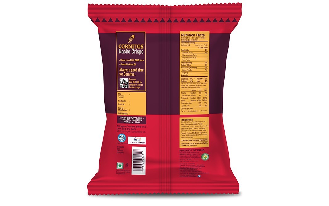 Cornitos Nacho Crisps Tomato Mexicana   Pack  150 grams